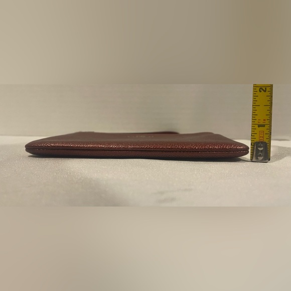 COACH Metallic Cherry Red Crossgrain Leather Corner Zip Wristlet - Picture 6 of 7